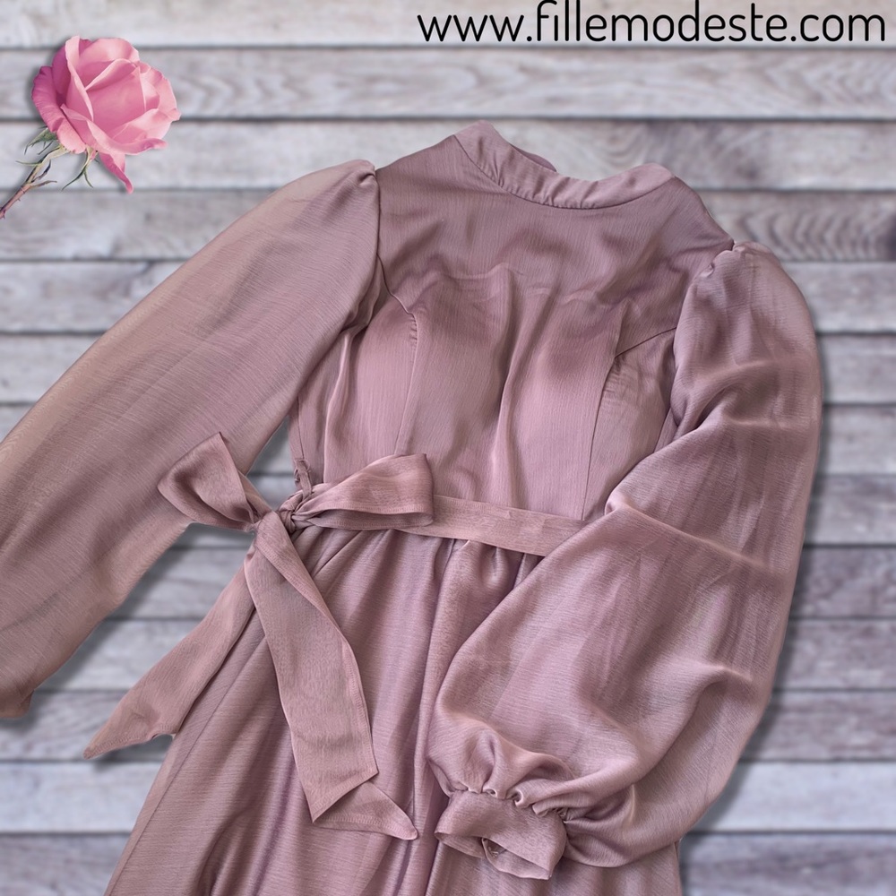 Satin Chiffon Gown -Pink Champagne